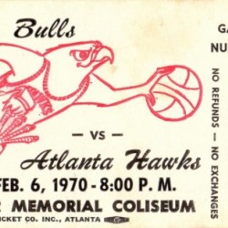 1970 Atlanta Hawks vs. Chicago Bulls Basketball Ticket Art 